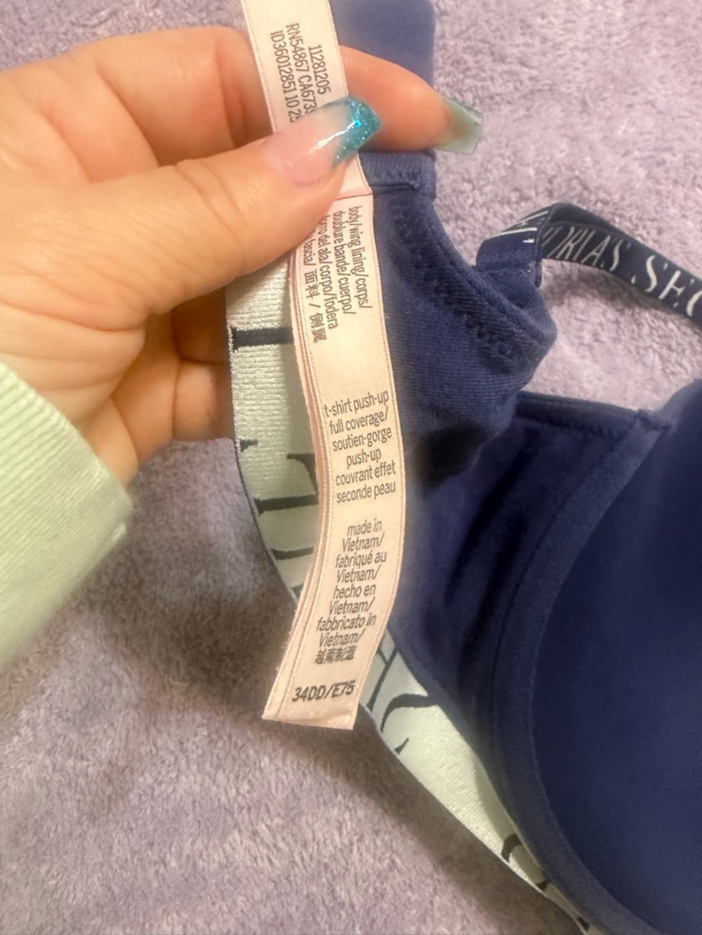 Victoria's Secret Navy and Light Pink Molded Push-Up Bras - Picture 3 of 5